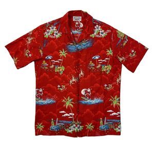 Vintage Pacific Legend Apparel Shirt Mens M Medium Surfing Santa Floral Made USA